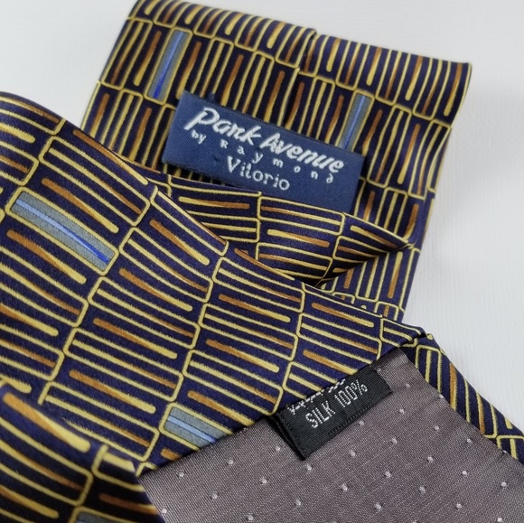 PARK AVENUE | black gold&blue patterned tie - Picture 2 of 3